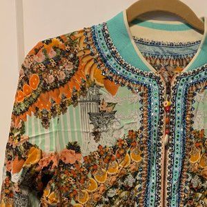 NWOT Camilla Reversible Silk Bomber Jacket